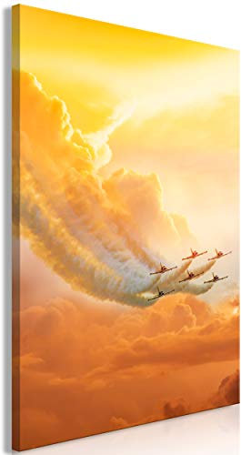 decomonkey Bilder Himmel 80x120 cm 1 Teilig Leinwandbilder Bild auf Leinwand Vlies Wandbild Kunstdruck Wanddeko Wand Wohnzimmer Wanddekoration Deko Landschaft Flugzeug