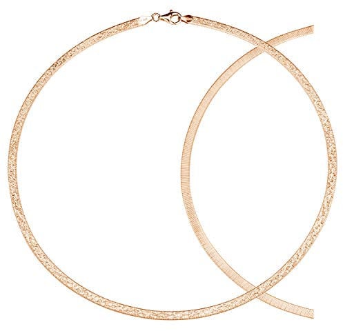 MATERIA Rosegold Kette Collier Damen - Tondakette Halsreif 45 cm Halskette Frauen 925 Silber vergoldet inkl. Etui CO-20