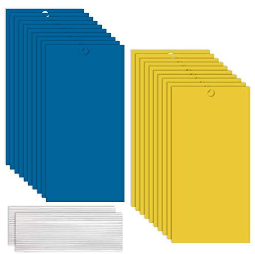GiantGo 40 Pcs Blue Yellow Sticky Fly Traps - Fly Paper Stickers - Plant Fruit Fly Catchers - Dual-Sided Sticky Traps - Fruit Fly Trap for Flying Plant Insect - PerfectSizeforDailyUse (20X10cm)