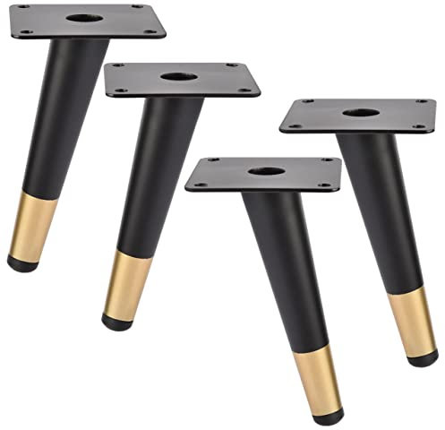 Btowin 12 Inch / 30cm Metal Furniture Legs, 8Pcs Modern Oblique Tapered Furniture Feet, Gold Heavy Duty Sofa Legs Cabinet Legs Brushed Nickel Finish for TV Stand Couch Dresser Table Bed