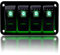 KAOLALI 4-Gang-Kippschalter, Ein-Aus, IP65, wasserdicht, 12 V, 24 V, LED-Wippschalter, Panel für Boot, Wohnmobil, Auto, Fahrzeuge, LKW, Anhänger, Yacht (grün)