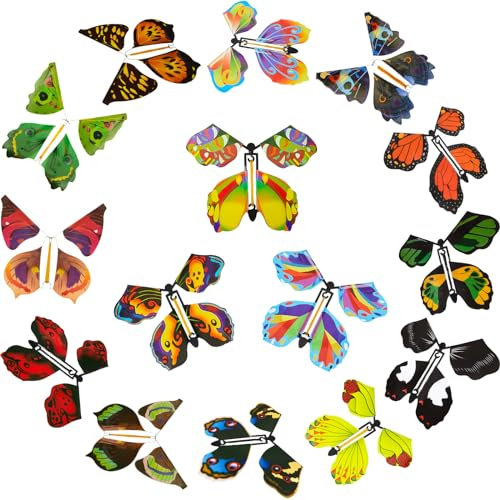 15 Pcs Wind up Butterflies for Cards Magic Flying Butterfly Paper Rubber Band Butterfly Wind up Butterflies for Card Insert Surprise Gift for Box Explosion(Mixed Color Style)
