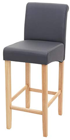 Mendler Barhocker HWC-C33, Barstuhl Tresenhocker, Holz MVG-Zertifiziert - grau matt, helle Beine, Kunstleder