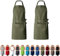 EllaTex DOPPELPACK Damen/Herren/Unisex Schürze Kochschürze Kellnerschürze Bistroschürze Küchenschürze Grillschürze Latzschürze 100% Baumwolle, Farbe: 2er PACK Khaki