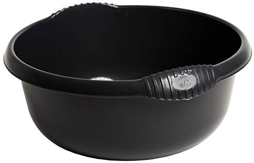 JMS we create smile - Round 36cm Large Washing Up Bowl | Plastic Mixing Bowl (Midnight Black)