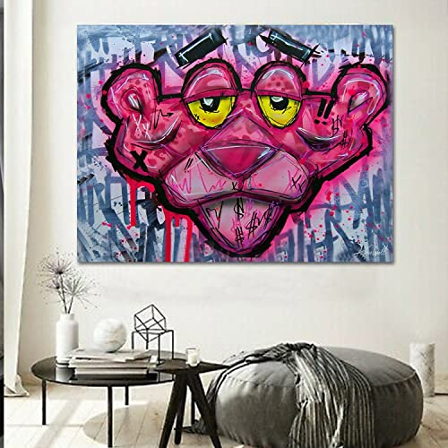 The Pink Panther - Luxe Leinwand Wandbild - 75 x 100 cm - Kanwall - Malerei Wanddeko - Kunstwerke