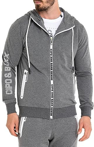 Cipo & Baxx Herren Jogginganzug CLR151 Anthrazit – Zweiteiliges Set aus Kapuzenjacke und Jogginghose mit sportlichem Design und hohem für Alltag und Freizeit - CLR151 Anthrazit M
