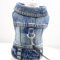 nnepia Giacca di jeans per cani con guinzaglio con anello a D, per passeggiate, in denim, con risvolto, gilet da cowboy, abiti per cani di taglia piccola e media (blu, S)