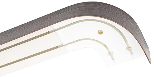 Garesa Gardinenschiene 2-läufig,Weiß I Vorhangschiene aus Kunststoff inkl. Gleiter I Vorgebohrt zur Deckenmontage I Mit Blende Farbe Wenge + Retoure I 600cm