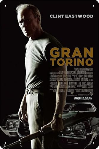 Oedrtqi Clints Gran Torino Poster, lustiges Metall-Blechschild für Zuhause, Küche, Bar, Zimmer, Garage, Dekoration, 20,3 x 30,5 cm