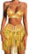 Flovel Gold Pailletten-Quastenrock-Set, Silvester Rave-Rock-Anzug, glitzernder Rock mit BH-Oberteil, Party-Kostüm-Outfits für Frauen und Mädchen
