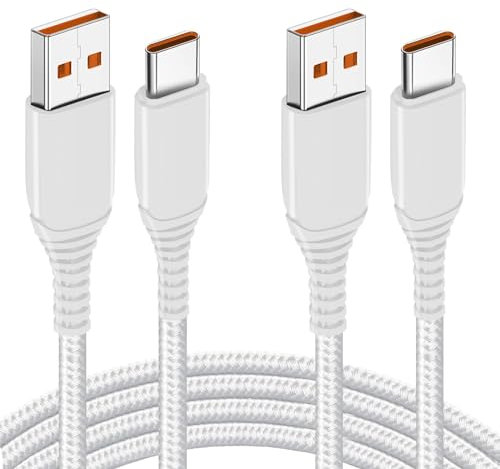 Pack of 2 120 W Turbo Charge Cable, 1.8 m Fast Charging Cable, 6 A USB Type C Charging Cable for Xiaomi 13 Lite/13/13 Pro/13T 12T/12/11T 10T, Redmi Note 12 Pro//11 Pro/11/10 9 Pro 11S/12, Poco F5