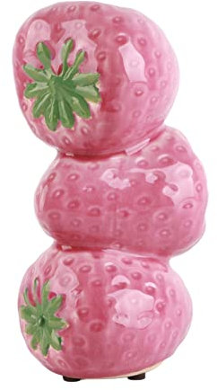 BEIJIALY Keramik-Erdbeervase, Erdbeer-Dekor, Dekorative Keramikvase für Blumen, Flippige Obstvase, Einzigartige Erdbeer-Blumenvase, Hohe Vase für Zuhause, Hochzeit, Tischdekoration(Rosa)