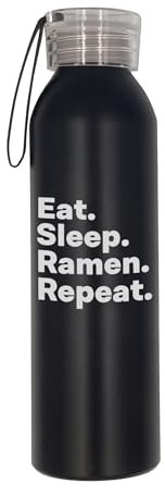 Wasserflasche mit Aufschrift Eat Sleep Ramen Repeat, japanische Nudelkunst, graviert, Edelstahl, langlebig