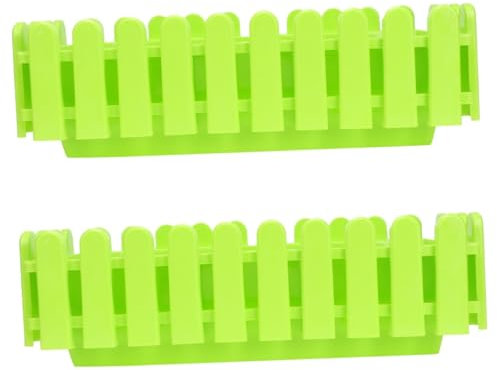 BESPORTBLE 2 Pièces Rectangulaire en Plastique Clôture Planteur Plante D'Intérieur Artificielle Succulente Balustrade Lit De Jardin Surélevé Pot De Plante en Plastique Bonsaï Planteur Pots