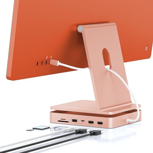 PULWTOP USB C HUB for iMac 24 inch 2021/2023/2024, 7 in 1 USB Hub Adapter iMac Accessories for iMac M1/M3/M4 with USB C/A SD/TF, Docking Station Support Expand M.2 SSD (NOT Included) - Orange