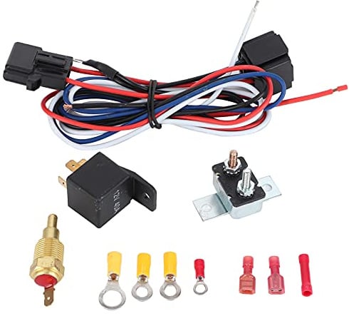 Kit de relé de Ventilador de Radiador, Juego de Instalación de Ventilador Eléctrico con Interruptor de Temperatura, Todo lo que Necesita Incluido, Material Plástico Seguro, Fácil