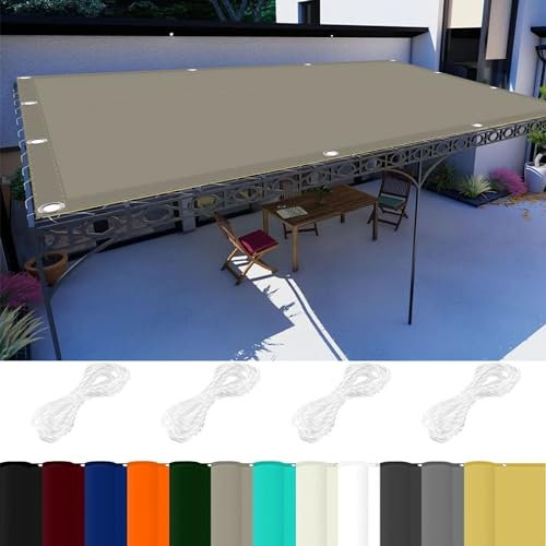 Tenda Vela Impermeabile Quadrata 5 x 10 m 98% Protezione UV Tenda Sole Esterno Facile da Installare per Giardino, Balcone, Piscina, Cachi