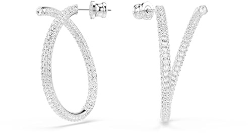 Swarovski Dextera Creolen Ohrringe Weiß Rundschliff Kristalle Rhodiniert Fassung One Size, Einheitsgröße, Kristall, rhodiniert, Rhodiniert