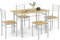 TANGZON Dining Table and 4 Chairs, 5 Pieces Wooden Kitchen Table and Chairs Set 4 with High Backrest, Metal Frame Space Saving Dining Set Furniture for Home Living Dining Room Bistro (Dark Natural)