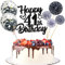 Anlgdi Tortendeko 41. Geburtstag Mann Frau, Kuchen Topper Happy 41th Birthday Schwarz, Glitzer Cake Topper 41. Geburtstag Ballons Konfetti Papierfächer für Geburtstagstorte Deko 41 Jahre Frauen Männer
