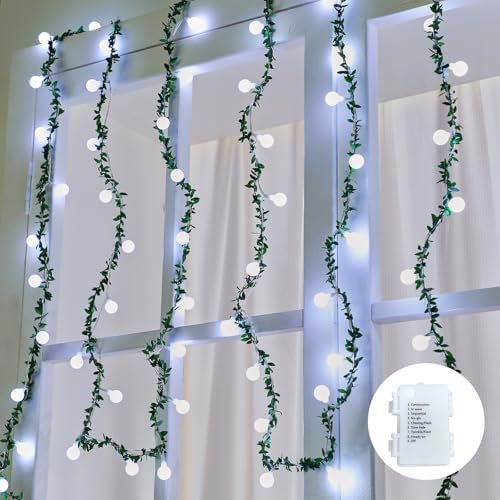 Brightown Fairy Lights, 8 Lighting Modes, 6.2M/20.34Ft 60 LEDs Ball Globe String Light Battery Operated, Decoration for Indoor Outdoor Lighting, Bedroom, Wedding, Party, Christmas, Tree (White)