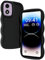 XINYEXIN Coque pour Motorola Moto E14 / Moto G24 / Moto G04, Étui Housse Vague Cadre Forme Bouclée Mignon Liquide Silicone Antichoc - Le Noir
