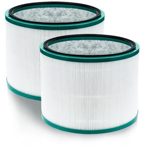 BAMBOOST HEPA - Filtro di ricambio per Dyson Pure Cool DP01 DP02 DP03 e Dyson Pure Hot+Cool Link HP00 HP01 HP02 HP03, filtro di ricambio con fibra di vetro carbone attivo, 2 pezzi