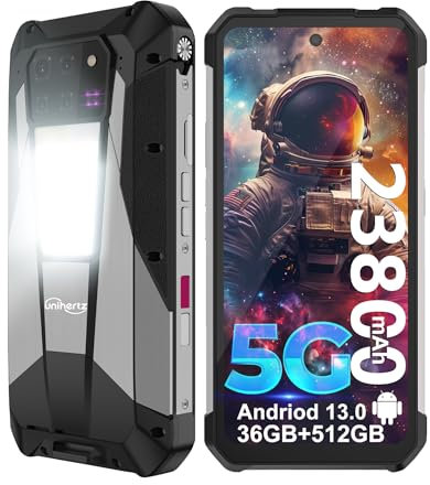 Unihertz Tank 3 Pro Móvil Irrompible 5G, Android 14 Telefono Movil Rugerizado con Proyector, 36GB RAM+512GB ROM/2TB, 6.79'' Dual SIM Smartphone Resistente 23800mAh, Face ID/GPS/OTG/Camping Light