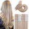 XDhair Tape Extensions Echthaar Ashblond Highlight Gebleichtes Blond 20pcs 50g 45cm Tape in Extensions Echthaar Seidig Gerade Remy Tape Haarverlängerungen (#18P/613-18）