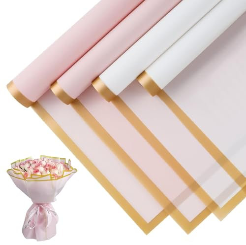 HEKOBAG 40 Fogli Carta Regalo per Fiori Bouquet 58x58cm Carta Per Confezioni Regalo Carta da Imballaggio Fiori Carta per Bouquet Fiori Carta per Fioristi per Matrimoni, Compleanni, Confezioni Regalo