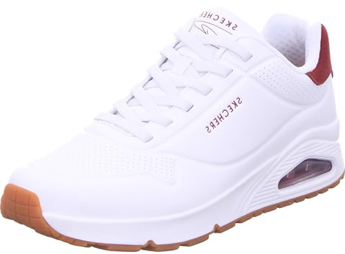 Skechers Herren UNO Harry Kane Air Sneaker, White Duraleather/Burgundy Suede, 43 EU