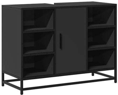 vidaXL Waschbeckenunterschrank Schwarz 80x33x60 cm Holzwerkstoff, Waschbeckenschrank, Waschtischunterschrank, Waschtisch Unterschrank, Waschtisch