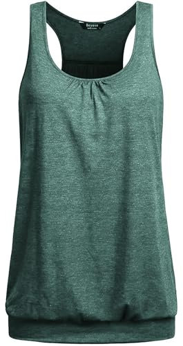 PINSPARK 1 or 3er Pack Damen Sport Tank Tops Atmungsaktives Racerback Yoga Shirts Laufen Fitness Ärmelloses Oberteile Sporttop Dunkelgrün S