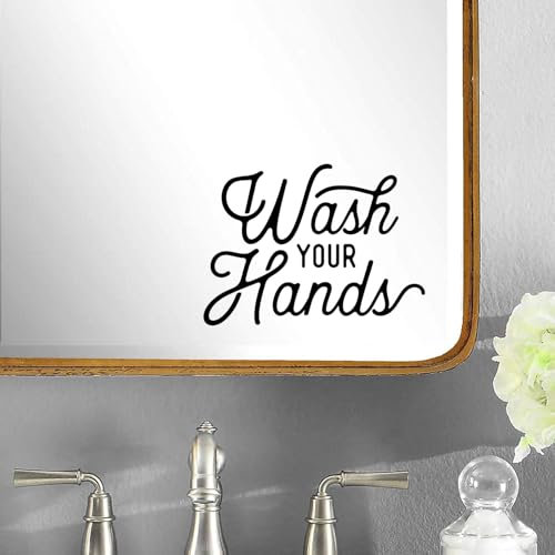 Wash Your Hands Waterproof Bathroom Sticker - Wall Mural Decor - Toilet Accessories - Mirror Decal - Home Wall Art - Gift Ideas - Cafe, Restuatant, Office (1)