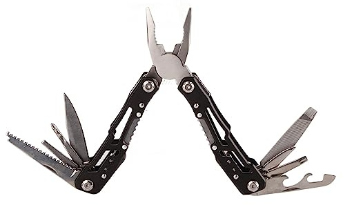 Black Stainless Steel Folding Tool Pliers - Incisive and Safe Multi Purpose Tool for Outdoor Activities