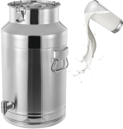 Adima 304 Farm Milk Transport Canister Heavy Duty Milk Jug Stainless Steel Barrel Milk Pail Water Jug Milk Jug Sealed Tank Wine Pail Oil Barrel Tea Canister 15L/20L/28L,20L