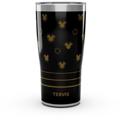 Tervis Traveler Disney – Mickey Golden Sunburst Dreifachwandiger isolierter Becher hält Getränke kalt und heiß, 590 ml, Edelstahl