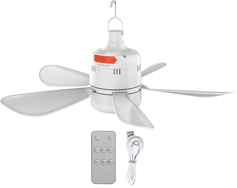 Vgvgaj Ceiling Fan Light | LED Rechargeable Light Fan - Silent Air Cooling with Remote Controlled Camping Accessories for Dormitory