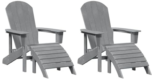 vidaXL Gartenstuhl 2 pcs Hellgrau 83 x 74 x 92 cm Polyethylen, Garten- und Terrassentraum, stabile Outdoor-Liege, wasserabweisender Stuhl, minimalistisches Sitzmöbel für Terrasse und Deko