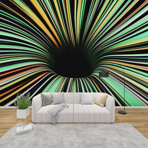 AevuCub Optical Illusion Wallpaper for Living Room - Psychedelic Wall Murals for Bedrooms, Abstract Wall Art, Non-Woven Photo Wallpaper 3D Effect, 200x140 cm