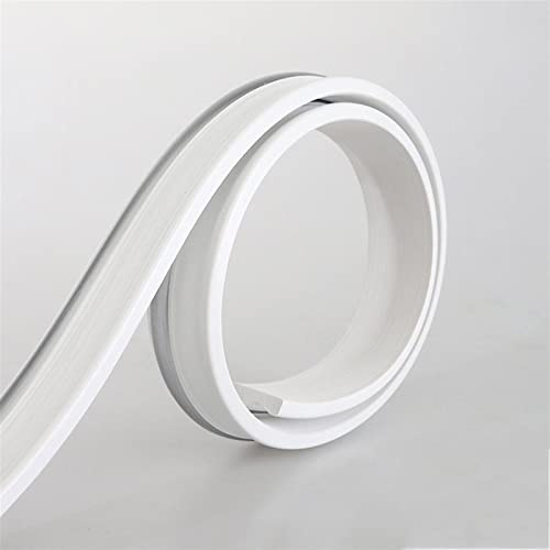 LKLNCXC Wandleisten Flexible PVC-Zierleisten, Selbstklebende Streifen, 5 m Lange Kantenleiste, TV-Hintergrund-Zierleiste, Wandverkleidung for Rahmen, Spiegel und Wohnmöbeldekoration(White+Silver)