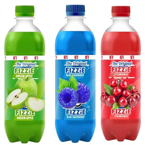 Green Apple, Blue Raspberry & Red Cherry Flavour soft drink 500ml PMP - Vegeterian/Vegan - Slsp (06 Bottles, Random Mixed)