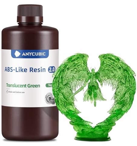 ANYCUBIC ABS-Like Resin 2.0 für Harz-3D-Drucker (Transparent Grün, 1 kg) | 3D Drucker Resin mit hoher zähigkeit, Präziseren Details, Geringem Geruch, breite kompatibilität