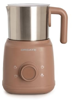 CREATE/MILK FROTHER RETRO/Espumador calentador de leche con jarra extraíble moca/Accesorios giratorios magnéticos, 350ml, uso en frío o caliente, 500W