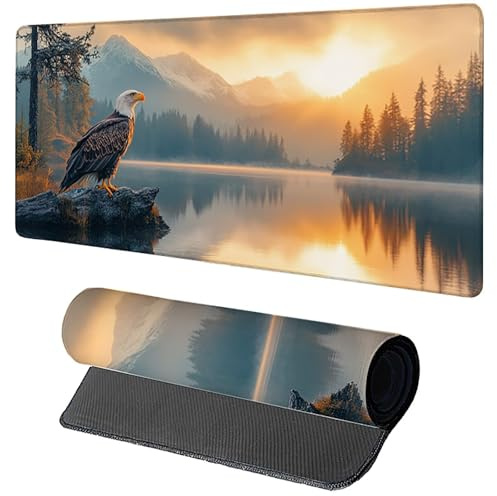 Eagle Gaming Mauspad XXL 1200x600x3mm, Schreibtischunterlage Groß Sonnenuntergang, Mauspad mit Rutschfester Gummibasis, Mousepad XXL mit Vernähten Kanten, Desk Mat für PC, Laptop, Gaming I-5916