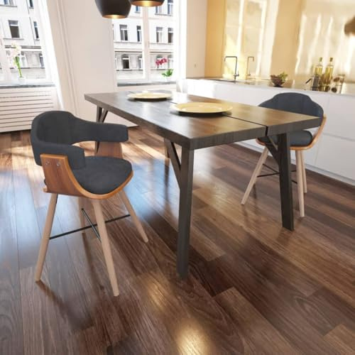 Teenpull Esszimmerstühle 2er Set, Dunkelgrau, Bugholz und Stoff, gepolstert, Bequeme Sitzgelegenheit für Küche und Esszimmer, modernes Design, hohe Belastbarkeit
