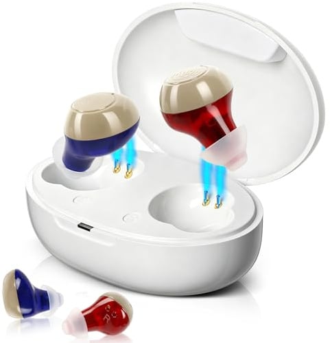 Hearing Amplifiers for Adults & Seniors Rechargeable Digital AI Chip,In-Ear Discreet Design No Bluetooth Needed, AI Automatic Noise,4 Volume Levels 80H Long Battery,Crystal-Clear Natural Sound