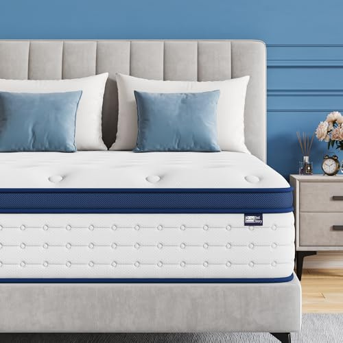 BedStory Matratze 160x200cm, 7-Zonen Taschenfederkernmatratze Höhe 26cm, H4 Härtegrad Matratze, Gedächtnisschaum und unabhängige Sackfeder, Rückenentlastende, Blau
