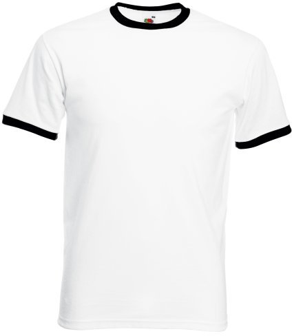 Fruit of the Loom Mens Ringer Short Sleeve T-Shirt (2XL) (White/Black)